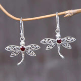 Xpoko Retro Women Rhinestone Inlaid Dragonfly Shaped Tassel Long Earrings Charm Hook Earrings Jewelry Earrings For Woman's Accesories