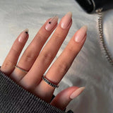 Xpoko French Simple Almond False Nails Wearable Stiletto Fake Nails  With Design Full Cover Nail Tips Press On Nails Manicure Tool