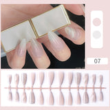 Xpoko 24Pcs Halloween Christmas Style Nude French Wearable Fake Nail Tips Coffin Full Cover Press On Detachable Finished Fingernails