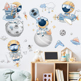 Cartoon Space Astronaut Wall Stickers for Kids Room Kindergarten Wall Decoration Removable Water-Proof PVC Wallpaper Home Decor