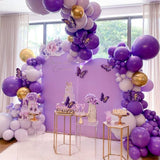 112 Pieces Purple Metal Balloon Garland Arch Kit Baby Shower Birthday Valentine's Day Bachelorette Wedding Party Decorations