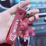 Xpoko Back to School Men's Car Punk French Bulldog Keychain PU Leather Dog Keychains Fashion For Women Bag Pendant Jewelry Trinket Key Ring Key Chain