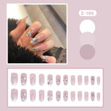 Fall nails Barbie nails Christmas nails 24Pcs Super Shiny False Nail Long Coffin Head Fake Nail with Diamond for Women and Girl Fake Nail Pieces Nail Art Tips Removable