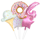 5-Pack Candy Ice Cream Pink Decorative 32" Digital Foil Balloons Donuts World Themed Girls Birthday Party Decorations Kids Toys