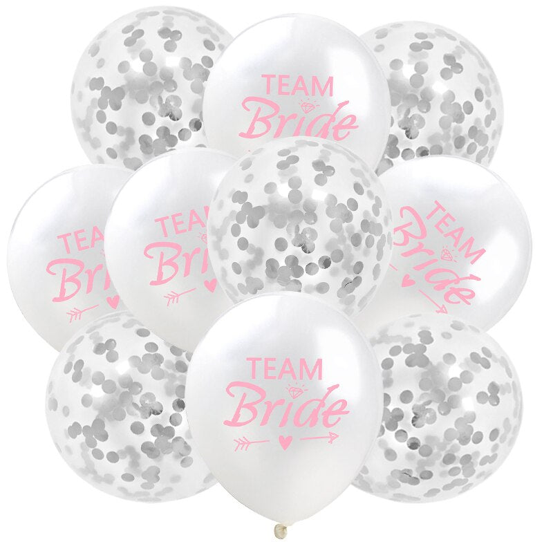 Xpoko 10Pcs Rose Gold Team Bride Latex Confetti Balloons Hen Bachelorette Party Decoration Bride To Be Bridal Shower Supplies Wedding