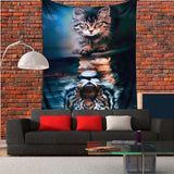 Fantasy Cat Tapestry Pet Dog Tiger Wolf Wall Hanging for Living Room Wall Art Bedroom Dorm Dropshipping