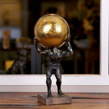 Creative Hercules Push Ball Statue Resin Figurine Office Home Decoration Desktop Decor Handmade Crafts Sculpture Modern Art