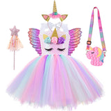 Christmas Unicorn Tutu Dress Sequins Girls Ballet Dance Ball Princess Birthday Party Gift Halloween Cosplay Costume with Wings