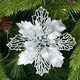 Xpoko 5Pcs 9-16Cm Glitter Artifical Christmas Flowers Christmas Tree Decorations For Home Fake Flowers Xmas Ornaments New Year Decor