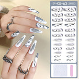 Fashion Heart Star False Nail Press On Nails Women Ballerina French Coffin Fake Nails V Shape Arrow Line Nail Tip Manicure