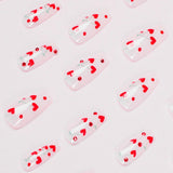 JP1601 Sweetie Shaped Cherry Design Ballerina Nails Set Press on Medium Fingernail