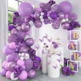 Xpoko back to school Purple Balloon Garland Arch Kit Wedding Butterfly Birthday Party Decorations Gender Reveal Latex Balloon Baptism Baby Shower