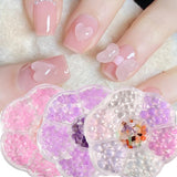 1BOX Nail Mix Love Bow Bear Crystal Stones Color Changing Heart Mixed Shining 3D Jelly Peach Gems Decals Nail Art Decorations