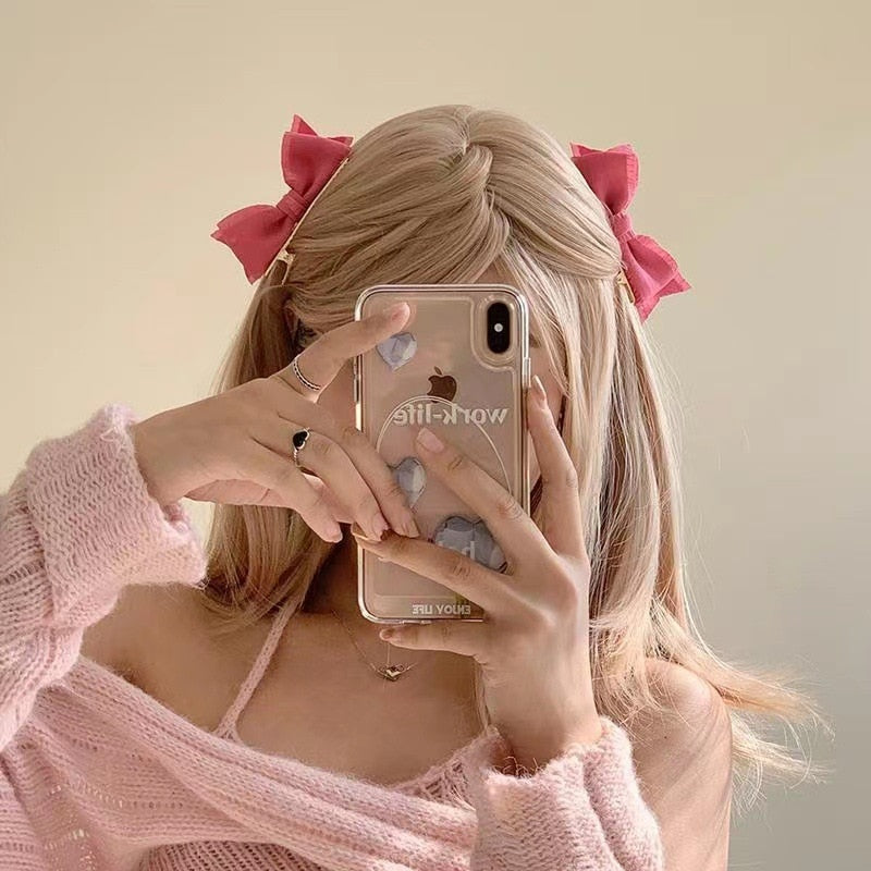 Xpoko Barbie aesthetic Back to school  Korean Charm Princess Pink BowKnot Hairpin 2023 Summer New Trendy Elegant Sweet Alligator Clip Hair Accessories Women Jewelry