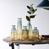 Xpoko European Retro Embossed Decorative Vase Ornaments Light Luxury Home Accessories Hydroponic Flower Arrangement Glass Vase