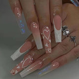 Xpoko Z296 Ombre Nails Press on Set French Style with Design