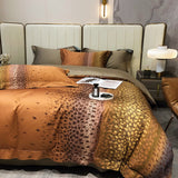 Leopard Print Bedding Set Luxury Egyptian Cotton 4pcs Soft Quilt/Duvet Cover Bed Sheet Pillowcases Queen King Size Home Textile