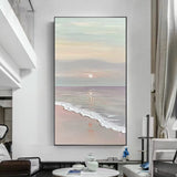 Xpoko Handmade Canvas Oil Painting Decoration Sea Dawn Modern Art Mural Living Room Bedroom Office Hotel Hanging Poster Salon nordico