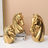 Nordic Home Decoration Ceramic Statue Golden Horse Sculpture Bookends Living Room Office Desktop Ornaments Creative Crafts