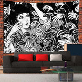 Horror Japan Style Tapestry Black  Anime Art Printing Tapestry Gift Living Room Decor Wall Hanging Decoration Household