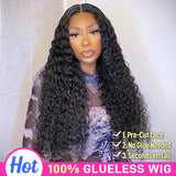 Xpoko Air Wig Upgrade Glueless Breathable Cap Human Hair Wigs For Women Brazilian Water Wave 5x5 HD Pre Cut Lace Closure Wigs