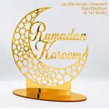 1Pc Eid Mubarak Light Candlestick Tray Decortion Ramadan Muslim Festival Palace Lamp Ornaments For Islam Party Desktop Gifts