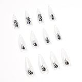 JP1582 Goth Crystal Stiletto Nails set Press on with Dragon design