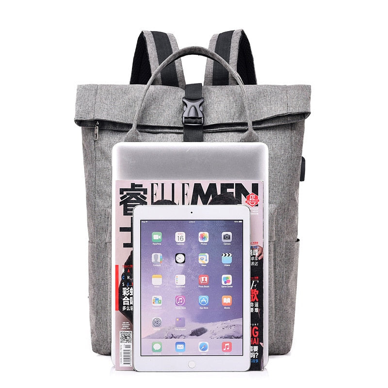 Laptop Canvas Backpack Women Mochila 15.6 Inch Waterproof School Large Capacity USB Charging Business Male Travel Bag Outdoor
