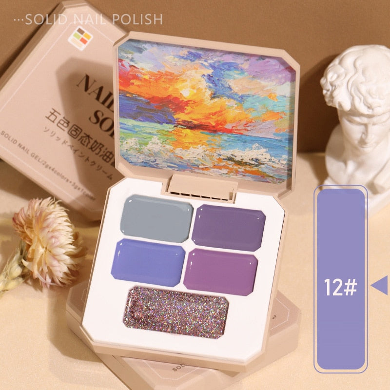 Xpoko 5 Color Solid Nail Gel New Nail Polish Plate Uv Mousse Cream Manicure Glue Set Profession Salon Art Designer Dedicated 19 Styles