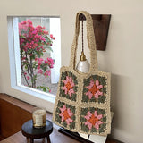 Back to school Casual Crochet Flower Women Shoulder Bags Hollow Paper Woven Lady Handbags Handmade Summer Beach Straw Bag Small Tote Purses