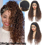 Faux Locs Synthetic Wigs Straight Mix Curly Barids Ombre Brown Colored Crochet Braids Wig For Black Women Soft Dreadlock