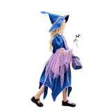 2022 Halloween Masquerade Cosplay Girls Witch Costume with Props Accessories Children Vampire Dress Kids Stage Show Clothing Set
