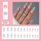 Xpoko W091 French Almond Press On Nails Set With Flower Design