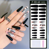 Fashion Heart Star False Nail Press On Nails Women Ballerina French Coffin Fake Nails V Shape Arrow Line Nail Tip Manicure