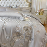 Xpoko Luxury Flowers Embroidered Bedding Set 4pcs Princess Wedding 100%Cotton Duvet Cover Bed Sheet Pillowcases King Queen Size