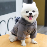 Xpoko Clothes For Pets Hooded Golden Velvet Thickened Dog Clothes Autumn And Winter New Two Legged Sweater For Cats And Dogs Warm