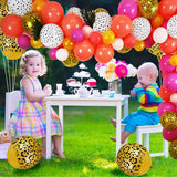 Jungle Safari Theme Party Rose Coral Red Balloon Garland Arch Set Tropical Leaves Boy Girl Birthday Party Baby Shower Decoration