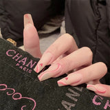 Xpoko summer chrome nails  back to school JP3091-B1 Matte Swirl Nude Nails Set Press on