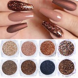 6pcs Rose Gold Nail Glitter Holographic Dip Powder Set Nail Art  Polishing Chrome Pigments Mirror Nail Polish Dust GL1539-NEW