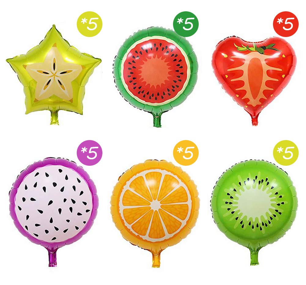 30pcs Fruit Balloons Tropical Party Supplies 18inch Large Foil Balloons for kids Birthday Party Baby Shower Supplies Decoration