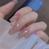 Fall nails Barbie nails Christmas nails 24pcs Rhinestone Design Fake Nails Shiny Bridal Women Lady party nail DIy Decorations Press On nail Tips False Nail Patch