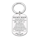 Birthday Valentine Day Keychain Gifts for Boyfriend Husband My Man I love you Couples Keyring for Man Wedding Gifts