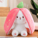 back to school 20-45cm Kawaii Pink Rabbit with Carrot Strawberry Stuffed Animal Bunny Plush Toy Soft Doll Cute Sleep Pillow Novel Gift for Girl