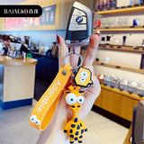 Back to School Cartoon Animal Key Chain PVC Zebra Giraffe Funny Toy Keychain Car Key Ring Holder Party Birthday Gifts For Children Bag Charms