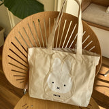 Xpoko Miffys Kawaii Cartoon Cute Bear Canvas Bag Female Soft Girl All-Match Large-Capacity Student Class Portable Shoulder Bag