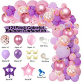 Xpoko 1 Set Of Purple Metal Confetti Balloons Butterfly Stickers Garland Arch Kit Birthday Party Kids Wedding Baby Shower Girls Decor