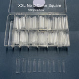 500pcs/box XXL Straight Square Extra Long Acrylic Nail Tips No C Curve Half Cover Artificial False Tip Nails Tool