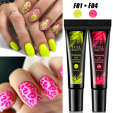 2Pcs Stamping Gel Paint Black White Neon Green Stamping Polish Summer Nail Art Design Printing Varnish For Nail Templates GL1916