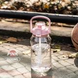 back to school 1/2/3 Liter Big Motivational Water Bottle Gourd with Straw Clear Portable Drinking Bottles Tritan BPA Free Sport water jug cup