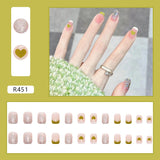 24Pcs Cartoon Short Coffin False Nails Wearable Leopard Streak Fake Nails Full Cover Acrylic Nail Tips Press On Nails Tips